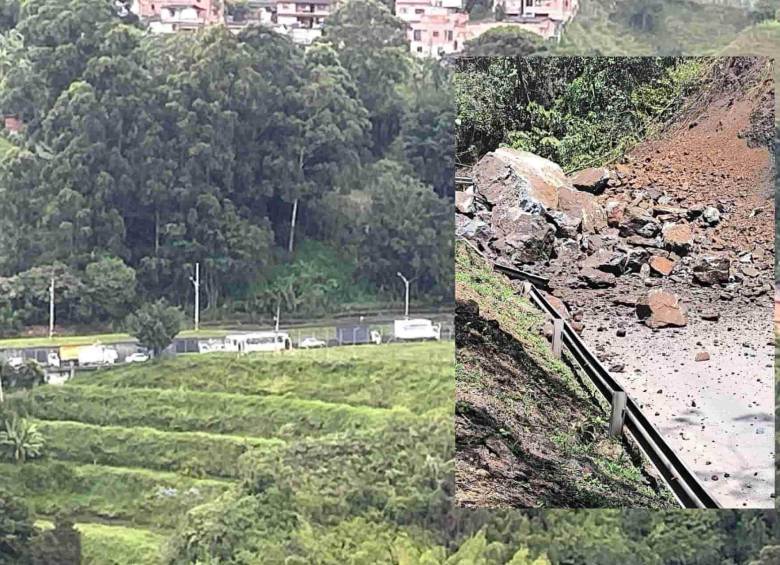 Un deslizamiento de masas provocó el cierre de la vía. FOTOS: Cortesía