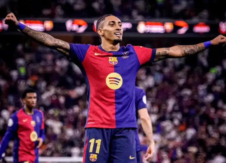 El futbolista brasileño Raphinha suma 12 celebraciones esta temporada en la Champions. FOTO: X BARCELONA