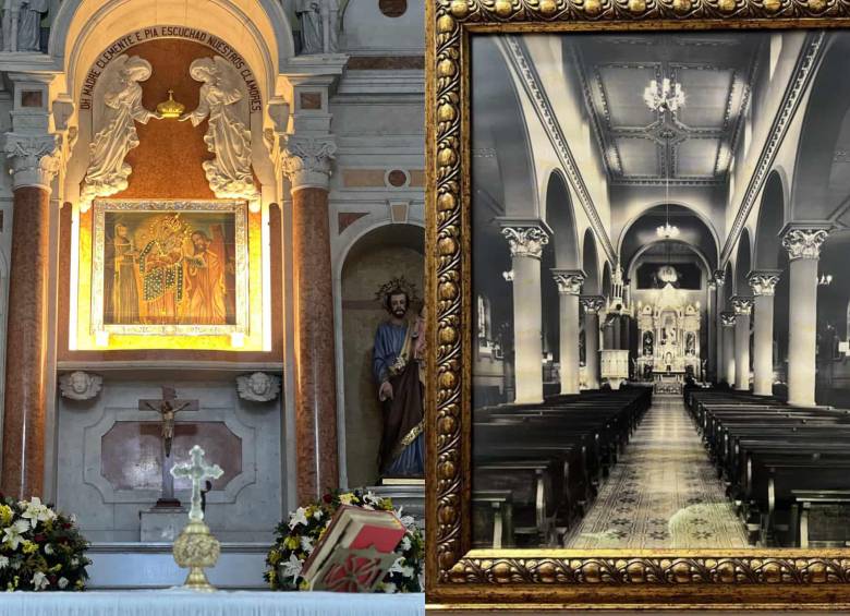 Lienzo de Nuestra Señora del Rosario de Chiquinquirá en la Basílica Menor de La Estrella, Antioquia. Foto: Cortesía
