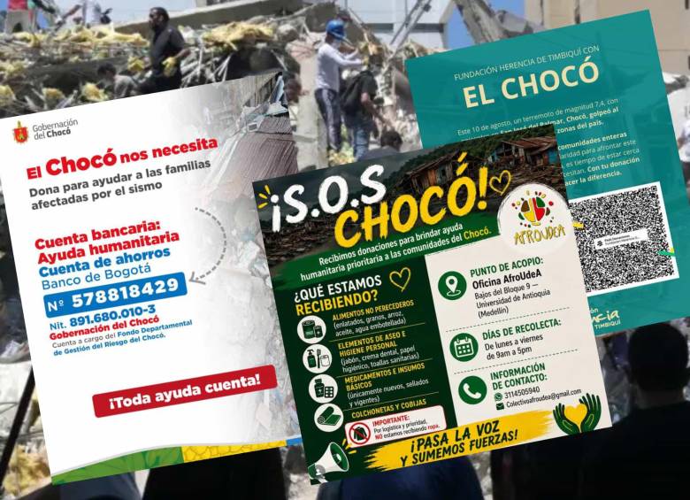 Donaciones para Chocó: Centros de acopio y cuentas oficiales en Antioquia y Bogotá. Foto: cortesía