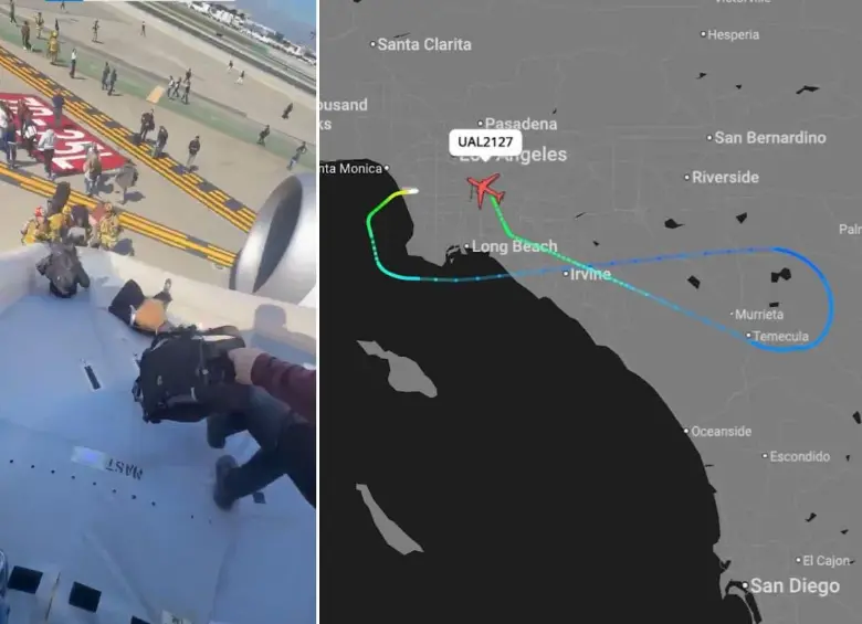 Avión de United Airlines realizó aterrizaje de emergencia en el Aeropuerto de Los Ángeles. FOTOS: Capturas de video