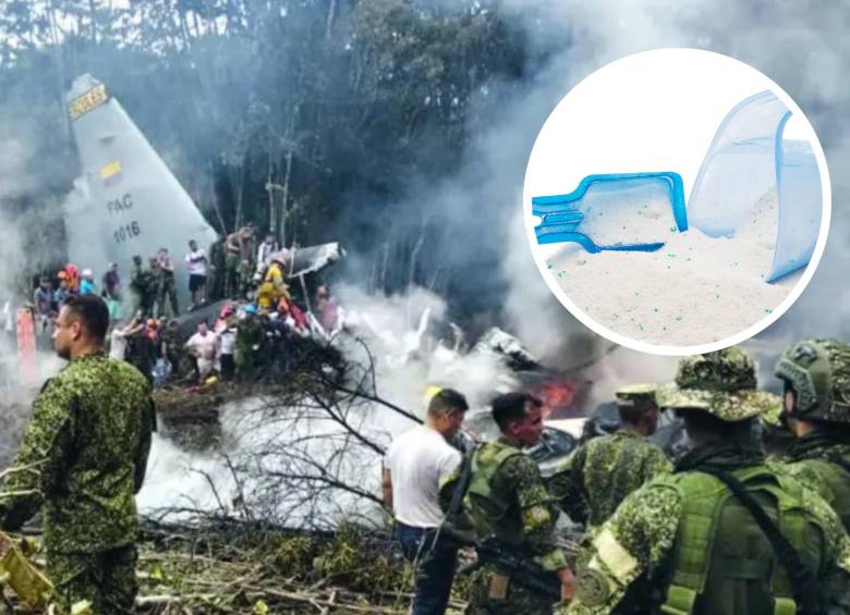 El avión Hércules de las Fuerzas Militares que se precipitó a tierra en Puerto Leguízamo (Putumayo) llevaba 128 personas entre tripulantes, miembros de la Policía y del Ejército. FOTO: AFP y cortesía 