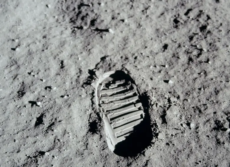 La huella que dejó Buzz Aldrin en la Luna en 1969. Foto: Nasa