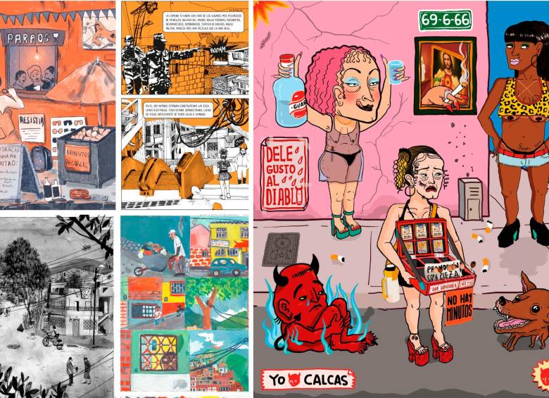 Las ilustraciones de espacios urbanos de Tatiana Mejía (Titania), Alejandra Pérez, Alejandra Higuita, Alejandra Arboleda y Powepaola acompañan el texto “La ciudad que ellas ven”, de la investigadora Diana Gil, y son una muestra de la exposición Ellas dibujan la ciudad que se puede visitar en el 4to Salón del Cómic y la Ilustración de la Fiesta del Libro y la Cultura de Medellín, del 8 al 17 de septiembre en el Jardín Botánico.