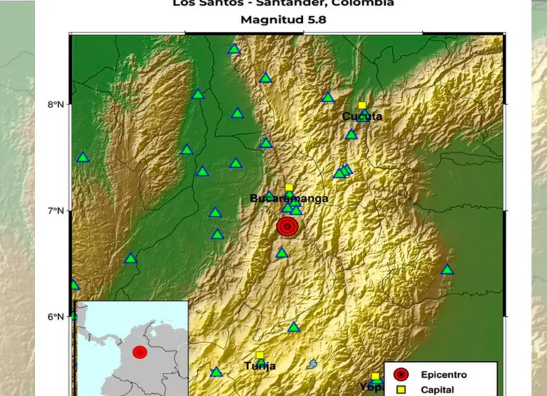 Esta es la imagen del epicentro. FOTO Cortesía Servicio Geológico Colombiano
