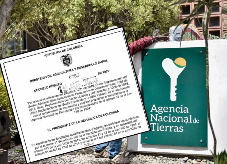 El Decreto 0765 del 15 de julio de 2026 ha recibido críticas por su supuesto riesgo a la propiedad privada y a los predios destinados para la reparación de víctimas. Foto: Colprensa y captura documento. 