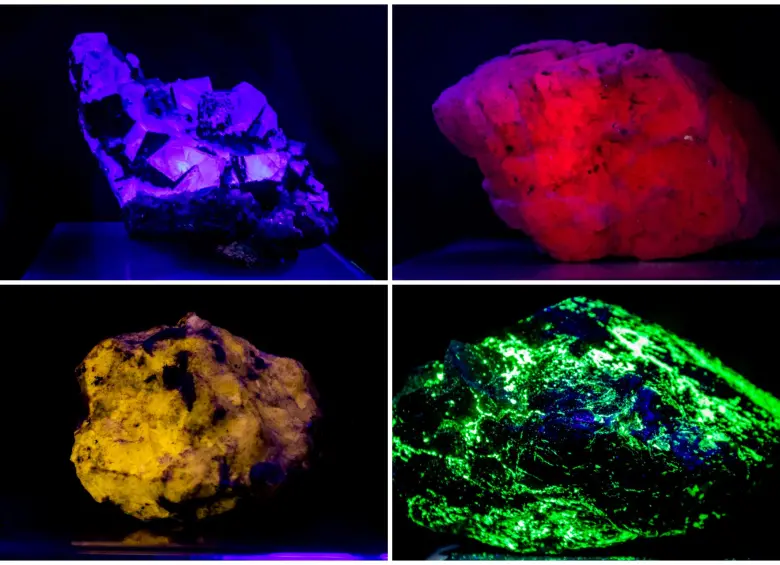 Muestras de minerales fluorescentes del Museo de Geociencias, abierto al público de forma gratuita. FOTOS Julio César Herrera