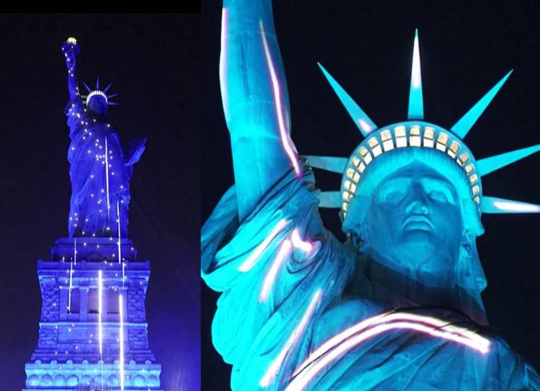La Estatua de la Libertad brilló con música electrónica y láseres por el aniversario de EE. UU. Foto: captura de video de redes sociales @usaenvivo_