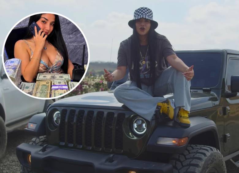 Michelle Macías, hija de alias Fito conocida como Queen Michelle, durante una de sus producciones musicales. Foto: captura de video redes sociales