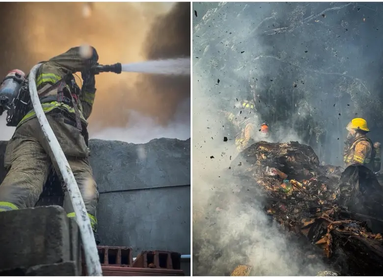 El incendio fue controlado por cuatro escuadrones de bomberos. FOTO: Bomberos Medellín