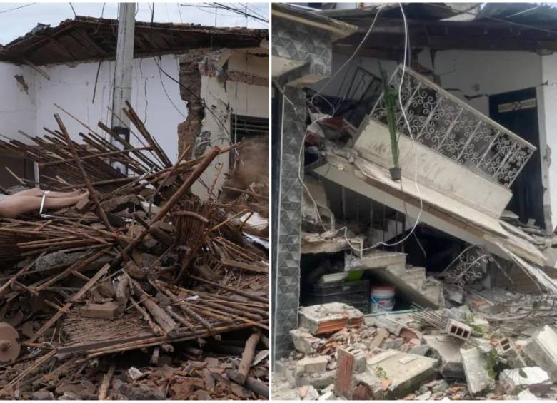 Algunos de los destrozos que dejó el terremoto de 7.4 en el departamento del Chocó. FOTO: Gobernación del Chocó y AFP