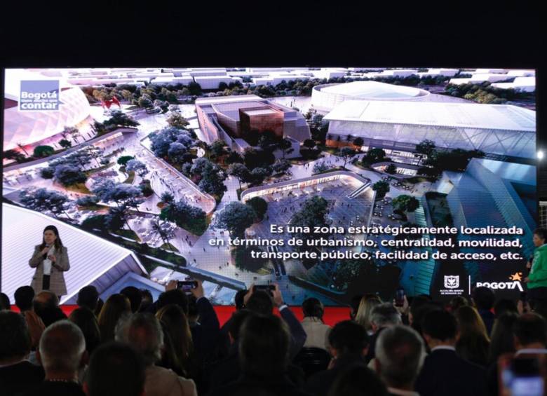 La presentación oficial de como quedaría el nuevo estadio de Bogotá en 2027. FOTO: COLPRENSA