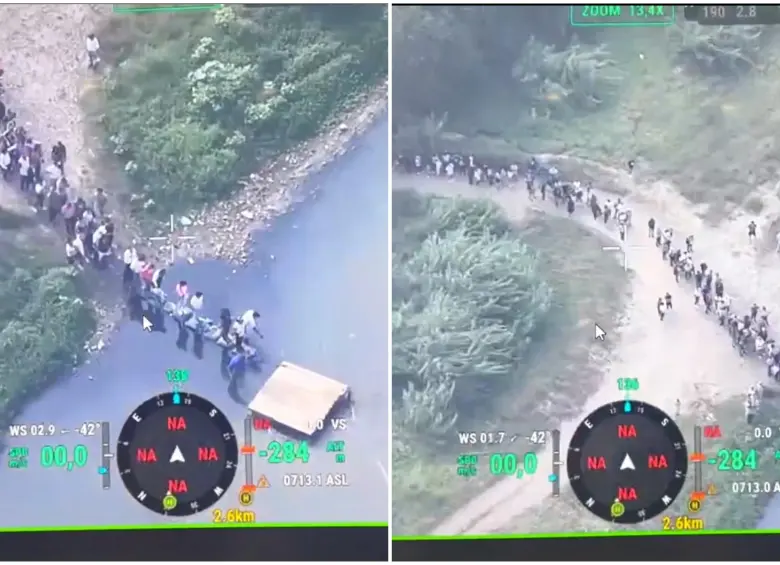 Imagen de la fila de personas en Norte de Santander. FOTO: Captura de vídeo Ministerio de Defensa