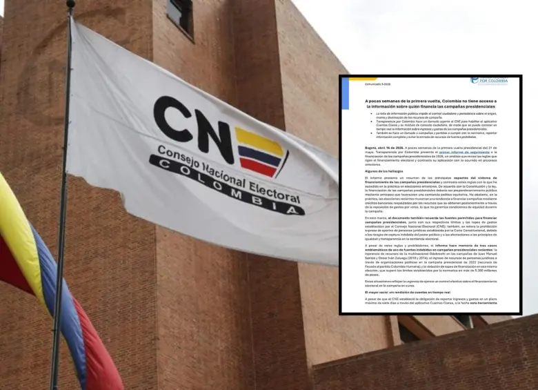 Transparencia por Colombia hizo un llamado para que el CNE habilite correctamente el aplicativo Cuentas Claras. Foto: Colprensa/Transparencia por Colombia.