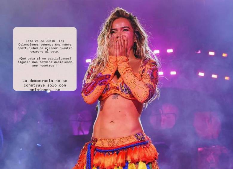 Karol G utilizó sus redes sociales para invitar a los colombianos a participar en la segunda vuelta presidencial del 21 de junio y recordó que las decisiones tomadas en las urnas tienen efectos que perduran durante años. FOTO: Getty Images, captura de pantalla @Karolg vía Instagram. 