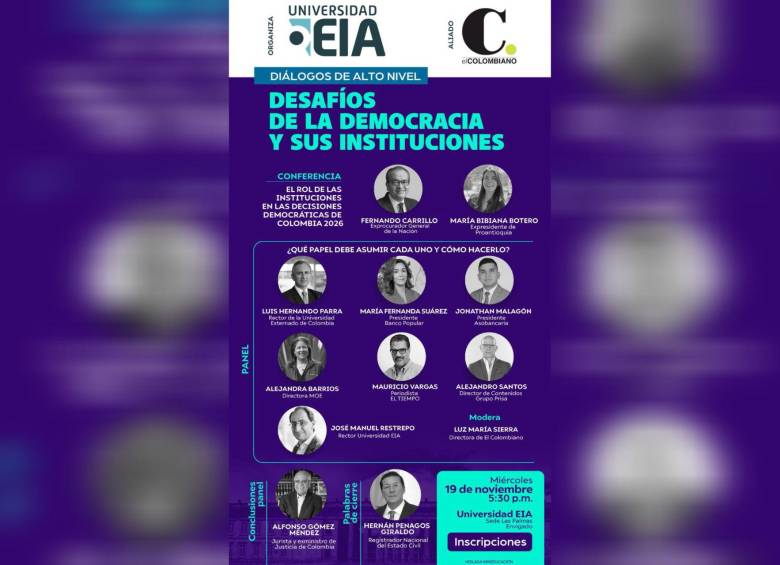 A partir de las 5:30 p. m. se puede conectar a través de las plataformas digitales a esta conversación. Foto: EL COLOMBIANO