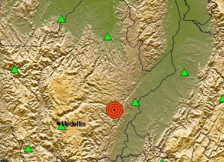 El SGC detalló que el evento sísmico tuvo una profundidad superficial (menor a 30 km) y se localizó a 4 Km de Caracolí. FOTO: Twitter @sgcol