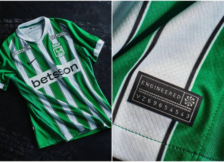 Una base de color verde intenso, acompañada de impecables franjas blancas y pequeñas franjas negras, son los detalles únicos que rinde tributo al título de la Copa Libertadores 2016. FOTO: Atlético Nacional y Nike