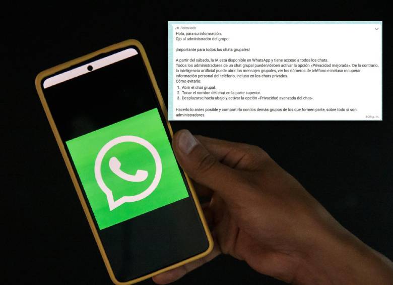 WhatsApp mantiene el cifrado de extremo a extremo: la IA de Meta no puede acceder a los mensajes privados. FOTO EL COLOMBIANO