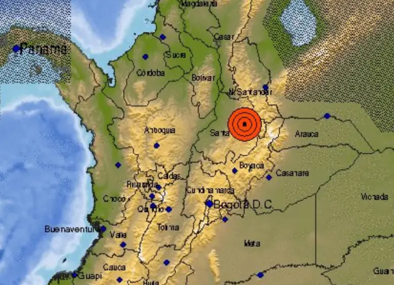 El epicentro del sismo fue en un municipio del departamento de Santander. FOTO: Tomada de X @sgcol