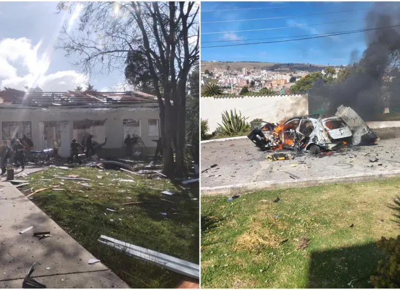 El carro y estructura del batallón afectados por las explosiones controladas. FOTO: Rede sociales