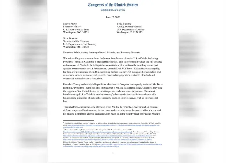 Esta es la carta que congresistas demócratas firmaron en contra de Abelardo de la Espriella. Foto: @DCoronell