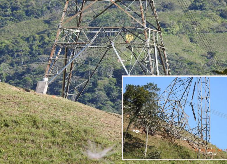 Así quedaron las torres atacadas en el municipio de San Roque. FOTO: imagen tomada de X.