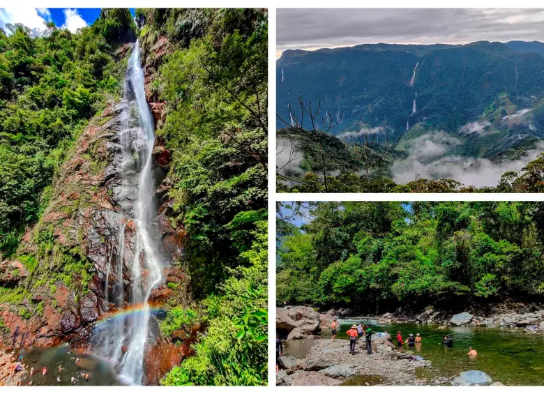 La Esmeralda es un imponente salto de agua que nace en el alto de Las Alfombras, cuya cima se encuentra a 2.100 msnm. Hace parte del Valle de Las Cascadas. FOTOS Juan Diego Ortiz e Iván García