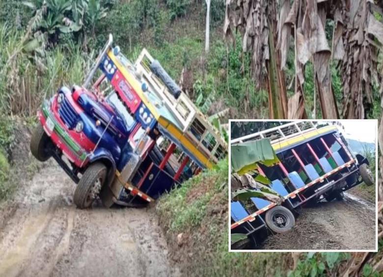 Así quedó el camión afectado tras el incidente vial. FOTO: imagen tomada de redes.
