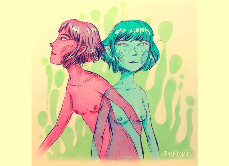 Título ilustración: Intuición / Yanneth Pineda (Yapi) / @yapicomics / Técnica: Tinta china y marcadores / 2020 