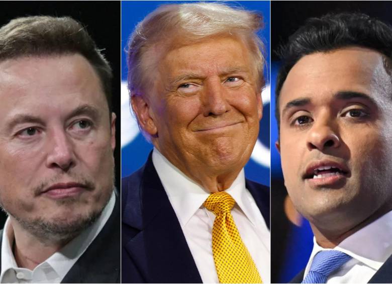 Los empresarios Elon Musk y Vivek Ramaswamy, serán los encargados del Departamento de Eficiencia del Gobierno, creado por el presidente electo, Donald Trump. FOTO: GETTY