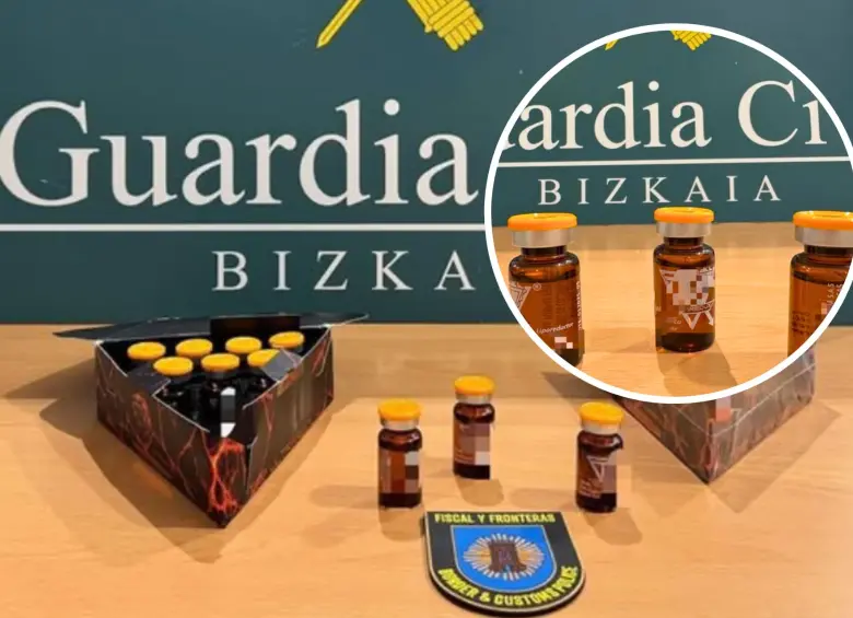 Producto liporeductor de uso estético retenido por las autoridades españolas. Foto: redes sociales @guardiacivilbizkaia