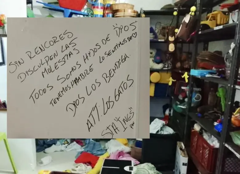 Mensaje que dejaron los ladrones de un Centro de Desarrollo Infantil en Andes, Antioquia. FOTO: JUNTA DE ACCIÓN COMUNAL SANTA RITA