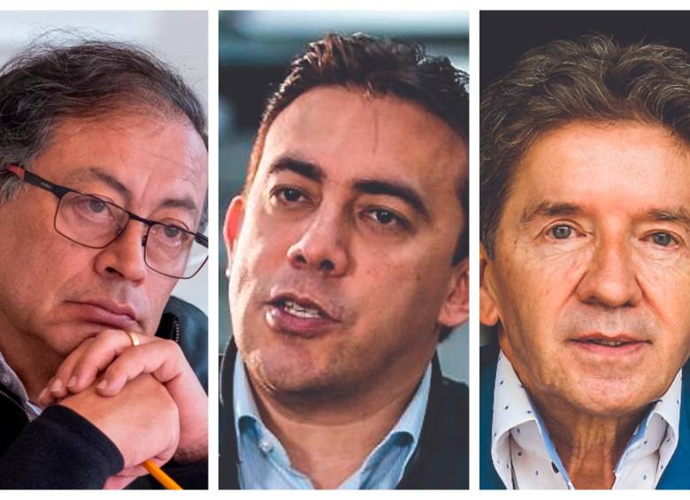 De izquierda a derecha: el presidente Gustavo Petro, el registrador Alexander Vega y el candidato Luis Pérez. FOTO: PRESIDENCIA/ARCHIVO