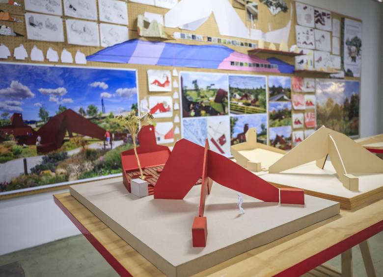 Este es uno de los bocetos del artista de Doña Montaña, así lucirá cuando esté instalada al terminar la bienal. FOTO Camilo Suárez