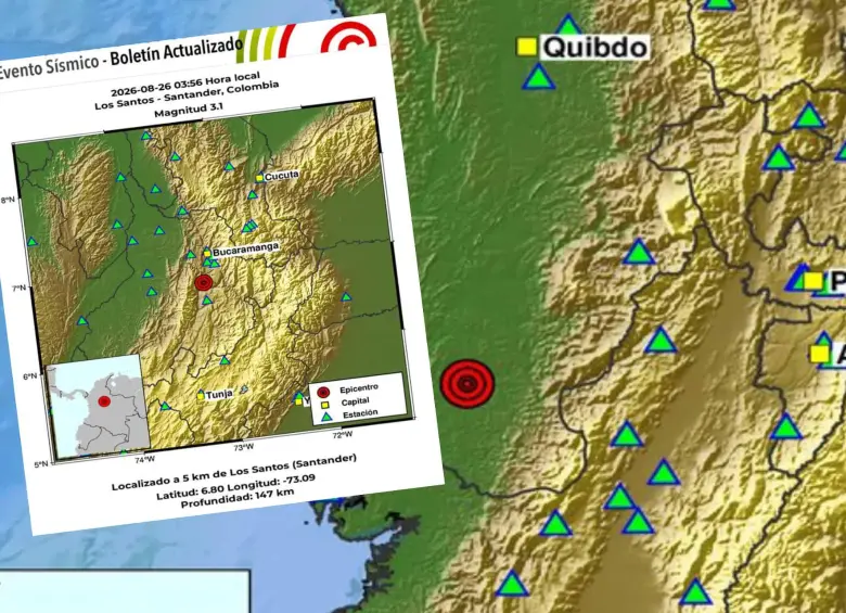Chocó y Santander concentraron varios de los temblores de esta madrugada del 26 de agosto. Foto: Servicio Geológico Colombiano