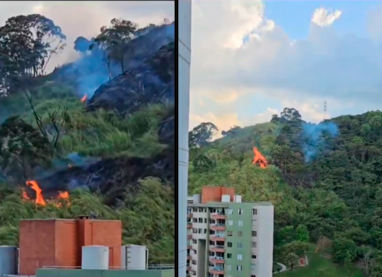 El incendio se registra detrás de una unidad residencial. FOTOS CAPTURA DE PANTALLA 
