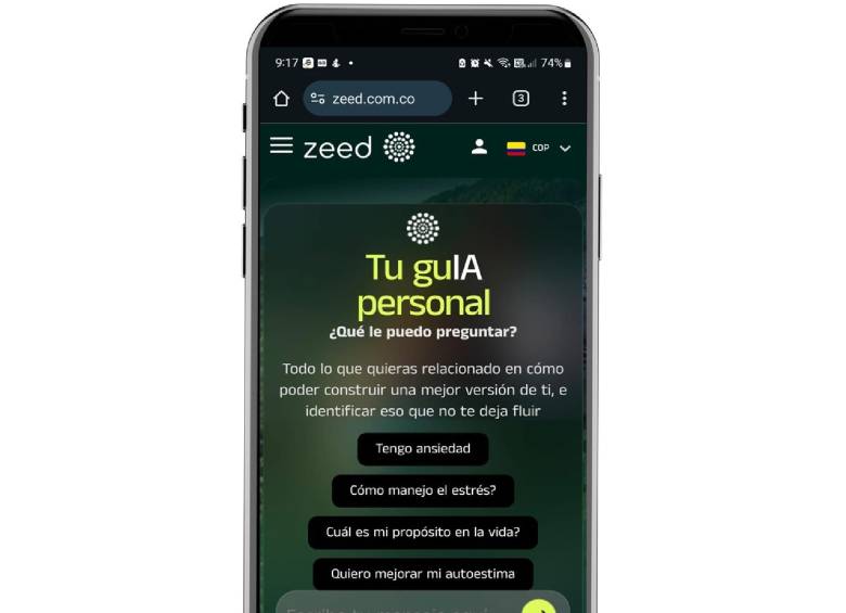 Zeed ofrece un chat impulsado por inteligencia artificial y supervisado por expertos, diseñado para acompañar el crecimiento personal de sus usuarios. FOTO cortesía