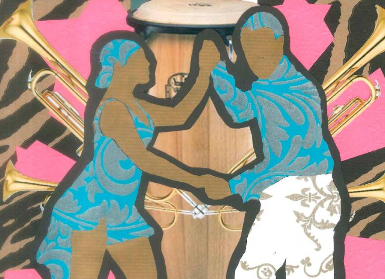 Obra Pareja de salseros, 2015. Collage de Mario Tachack Art.