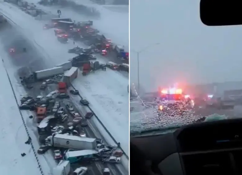 Mal tiempo en Indiana, Estados Unidos, provocó un choque múltiple de alrededor de 45 carros. FOTOS: Capturas de video 