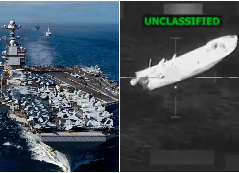 El despliegue militar de Estados Unidos en el Caribe y el Pacífico se adelanta desde septiembre. El saldo de la ofensiva es de 76 muertos en 20 ataques. FOTOS: Tomada de X @RepCarlos y @SecWar