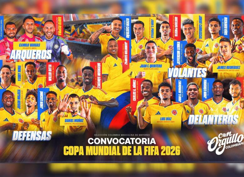 Estos son los 26 convocados por Néstor Lorenzo para jugar el Mundial 2026 con la Selección Colombia