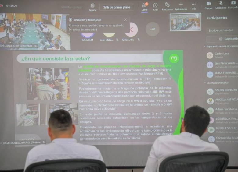 Imagen del consejo departamental de gestión del riesgo que se realizó este miércoles en la Gobernación para definir el cronograma de Hidroituango. FOTO: CORTESÍA