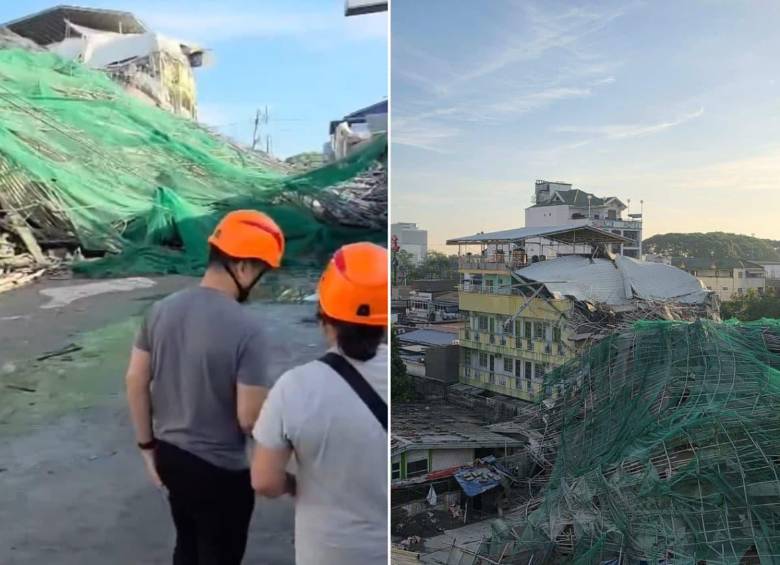 Edificio en construcción de 9 pisos colapsó en Filipinas y dejó tres muertos y varios desaparecidos. FOTOS: Tomada de X @adnnoticiasmx - captura de video