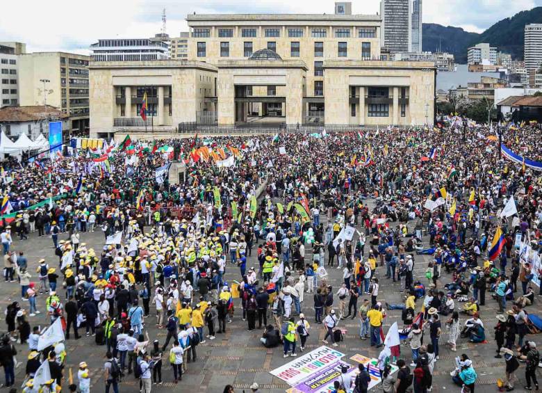 Movilizaciones en Plaza de Bolívar. Foto: Colprensa, imagen de referencia.