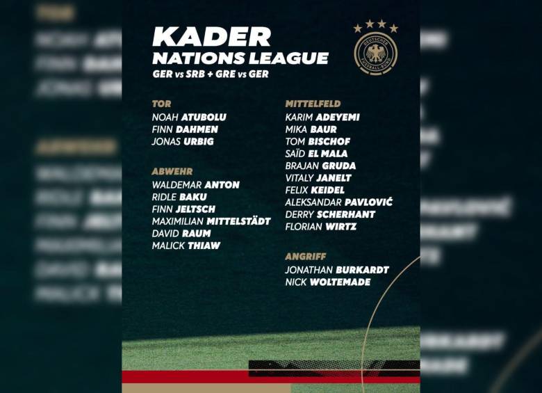 Este es el grupo 2 de la convocatoria de Klopp. Foto: DFB