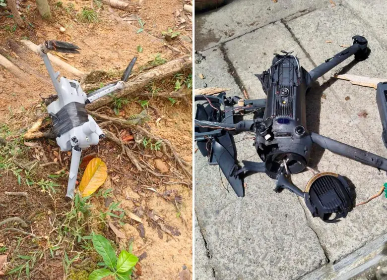 Según una publicación en X, estos serían dos de los drones derribados por el Ejército Nacional Foto: redes sociales.