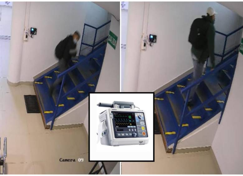 Los ladrones y el elemento hurtado de la sede de Bellosalud en el barrio Rosalpi. Foto: Cortesía