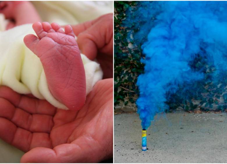 Una de las funcionarias utilizó un cañón del que se desprende polvo y humo con color, para conocer el sexo de su bebé. FOTO: Colprensa y tomada de Pinterest
