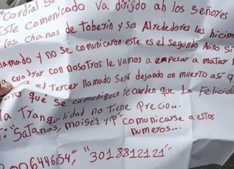 Así son los panfletos circulando. Foto: Redes sociales.